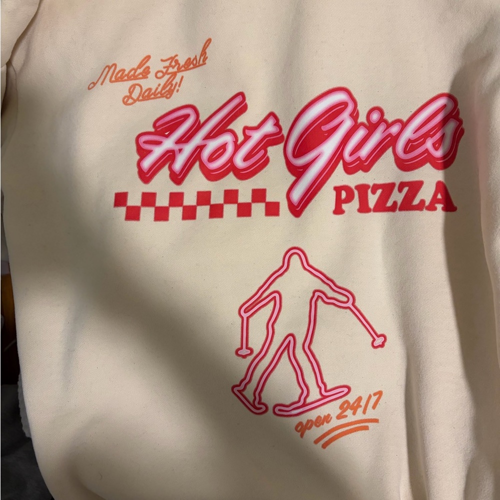 Hot Girls Pizza Graphic Sweatshirt - Picture 1 of 5